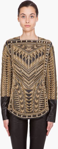Balmain Handmade Embroidered Runway Blouse in Beige (black) - Lyst