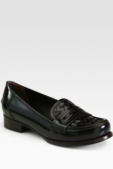 Bottega Veneta Woven Leather Loafers - Lyst