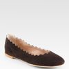 Chloé Scalloped Suede Ballet Flats in Brown - Lyst