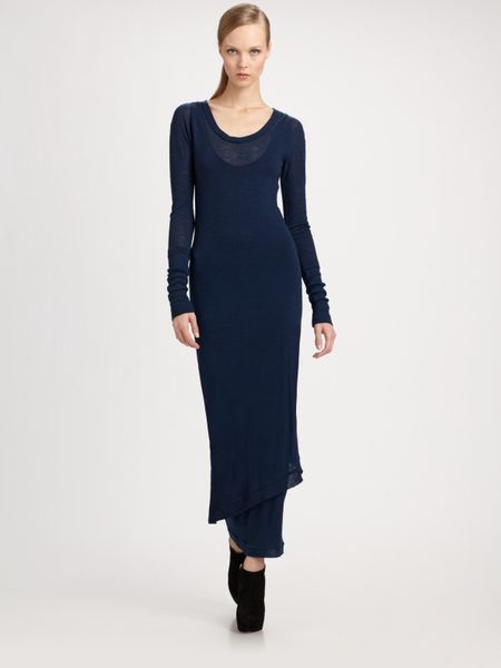 Donna Karan New York Melange Wool Jersey Dress in Blue (indigo) - Lyst