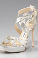 Jimmy Choo Vamp Crushed Metallic Platform Sandal