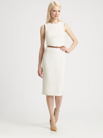 Michael Kors Belted Wool Crepe Dress - Lyst