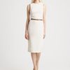 Michael Kors Belted Wool Crepe Dress in White (ivory) - Lyst