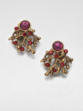 Oscar de la Renta Stone Embellished Clipon Earrings - Lyst