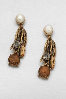 Oscar de la Renta Stone Embellished Drop Earrings - Lyst