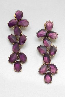Oscar de la Renta Stone Embellished Long Drop Clipon Earrings - Lyst