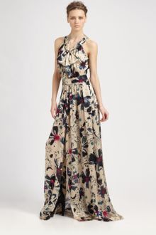 Rachel Zoe Floralprint Silk Scarf Gown - Lyst