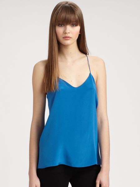 Tibi Essential Racerback Camisole in Blue (imperialblue) - Lyst