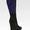 Yves Saint Laurent Colorblock Suede Kneehigh Wedge Boots in Blue (black) - Lyst