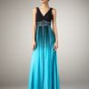 Sue Wong Vneck Ombre Gown in Blue (black turquoise o) - Lyst