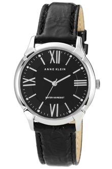 Anne Klein Womens Black Crinkled Patent Leather Strap 36mm 10 - Lyst