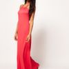 Asos Collection Maxi Dress with Halter Neck in Pink (coral) - Lyst