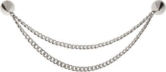  Asos Silver Stud Collar Brooch with Chain 