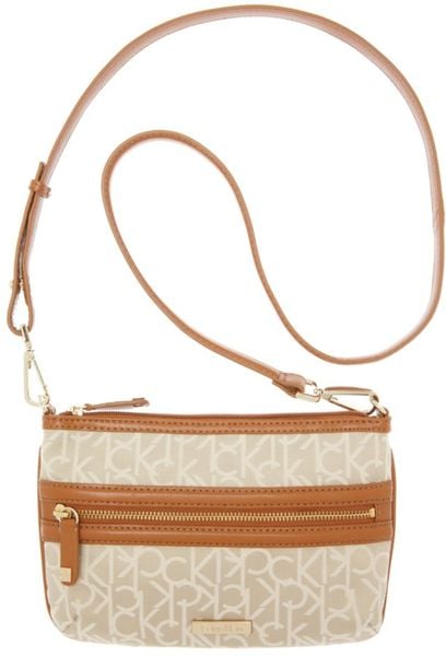 calvin klein round signature crossbody