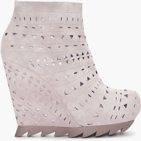 gray perforated booties