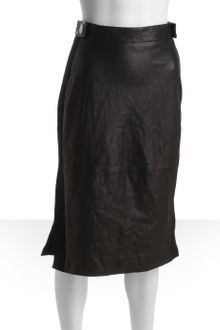Diane Von Furstenberg Black Leather Panel Acmis Suede Stripe Slit Skirt - Lyst