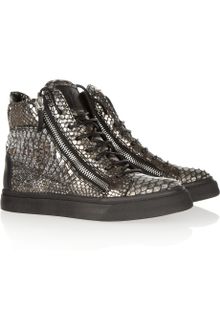 Giuseppe Zanotti Python print Leather Hightop Sneakers - Lyst