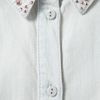 Topshop Sparkle Collar Denim Crop Shirt in Blue (bleach stone) - Lyst