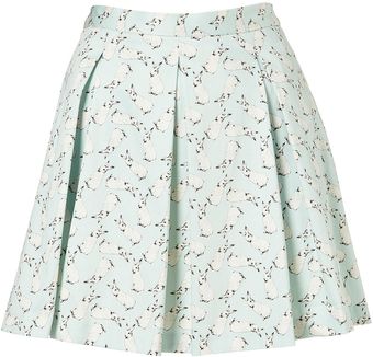 Topshop Bunny Print Invert Pleat Skirt - Lyst