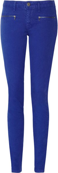 Victoria Beckham Twist Midrise Skinny Jeans in Blue (cobalt) - Lyst