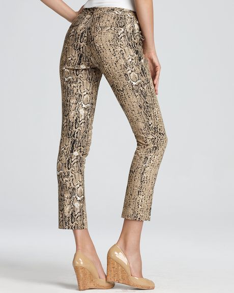 green snake print pants