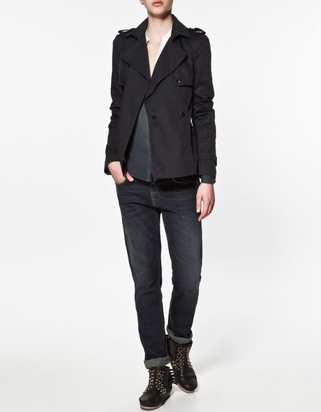zara navy trench