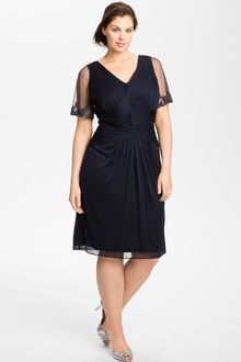 Adrianna Papell Beaded Mesh Sheath Dress - Lyst