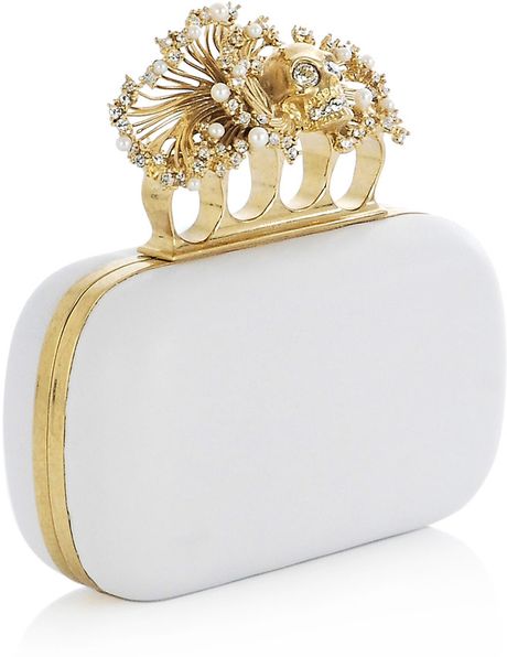 Alexander Mcqueen Anemone Knuckleduster Clutch Bag in White - Lyst