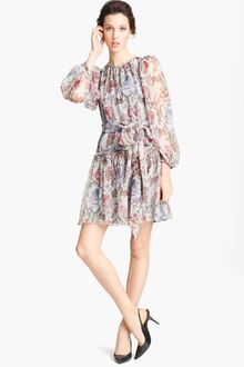 Dolce & Gabbana Blouson Print Chiffon Dress - Lyst