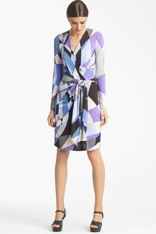 Emilio Pucci Print Jersey Faux Wrap Dress - Lyst