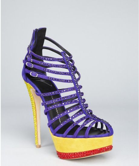 yellow caged heels