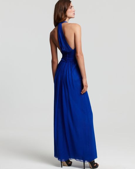 jill jill stuart blue pleated gown
