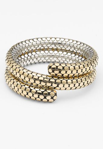  Dot Gold Silver Double Coil Bracelet 