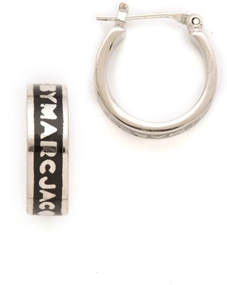 Marc By Marc Jacobs Huggie Hoops in Silver (black) - Lyst