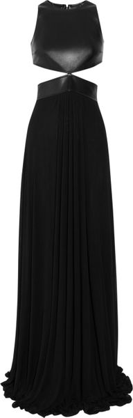 Michael Kors Cutout Leather and Stretchjersey Gown in Black - Lyst