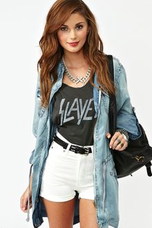 Nasty Gal Highway Denim Shorts White - Lyst