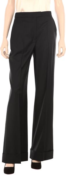Stella Mccartney Cuffed Wide Leg Trousers in Black - Lyst
