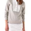 T By Alexander Wang Pique Oxford Placket Sweatshirt in Gray (grey) - Lyst