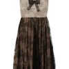 Valentino Pleated Lace Dress in Brown - Lyst