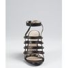 Balenciaga Black Leather Studded Cage Wedge Sandals in Black - Lyst