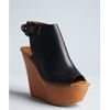Chloé Black Leather Tucson Peep Toe Wedges in Brown (black) - Lyst