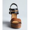Chloé Brown and Black Leather Groove Wedges in Brown - Lyst