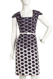 David Meister Belted Cap Sleeve Dress - Lyst