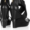 Diane Von Furstenberg Leather and Wooden Wedge Sandals in Black - Lyst
