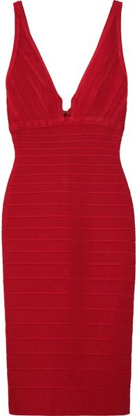 Hervé Léger Notched neck Bandage Dress - Lyst