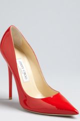 Jimmy Choo Red Patent Leather Chilli Pointed Toe Pumps