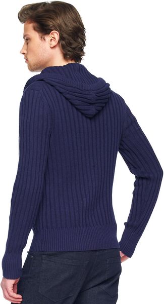  Hooded Ribknit Sweater 