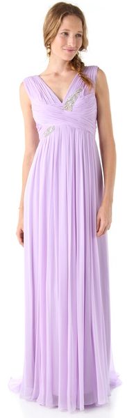 Notte By Marchesa Silk Gown with Embroidered Bodice - Lyst