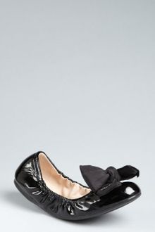 Prada Prada Sport Black Patent Leather Bow Detail Ballet Flats - Lyst