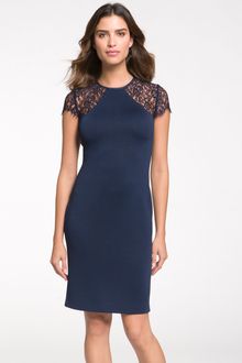 St. John Collection Lace Top Milano Knit Dress - Lyst